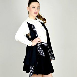 Vintage 60s Mini Skirt & Polka Dot Vest Set, NWOT